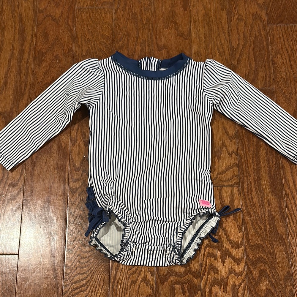 Ruffle Butts Striped Long Sleeve Baby Bodysuit